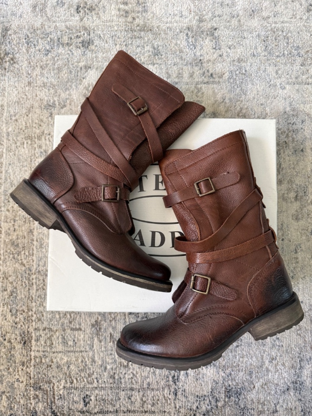 Steve Madden NIB Leather Banddit Slouchy Mid-Calf Boots | Brown | Size 9.5